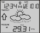 l'orario, la data, i secondi, i fusi orari, la previsione meteo con icone e la tendenza, la pressione atmosferica
